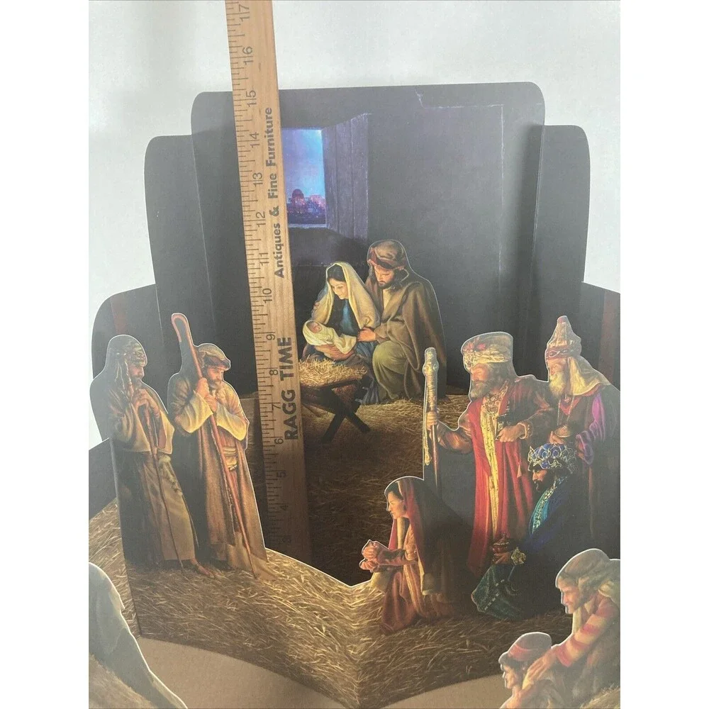 Greg Olsen Nativity 4-piece Diorama With Envelope Christmas Holy Family Jesus
